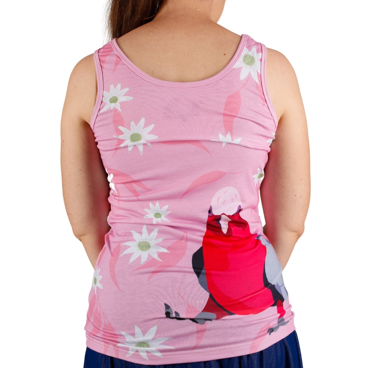 Polly Singlet Top by RainbowsAndFairies.com.au (Cockatoo - Galah - Australian Birds - Tank Top - Vintage Inspired - Shirt - Kitsch) - SKU: CL_SGLET_POLLY_ORG - Pic-04