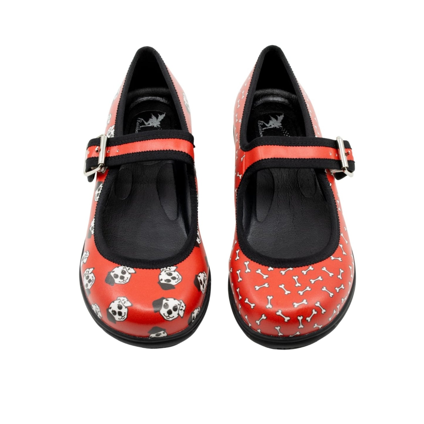 Puppy Love Mary Janes by RainbowsAndFairies.com.au (Dalmations - Dog Bones - Red & Black - Buckle Up Shoes - Mismatched Shoes - Fire Truck - Dogs) - SKU: FW_MARYJ_PUPPY_ORG - Pic-02