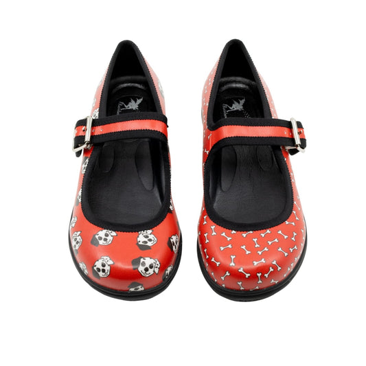 Puppy Love Mary Janes by RainbowsAndFairies.com.au (Dalmations - Dog Bones - Red & Black - Buckle Up Shoes - Mismatched Shoes - Fire Truck - Dogs) - SKU: FW_MARYJ_PUPPY_ORG - Pic-02