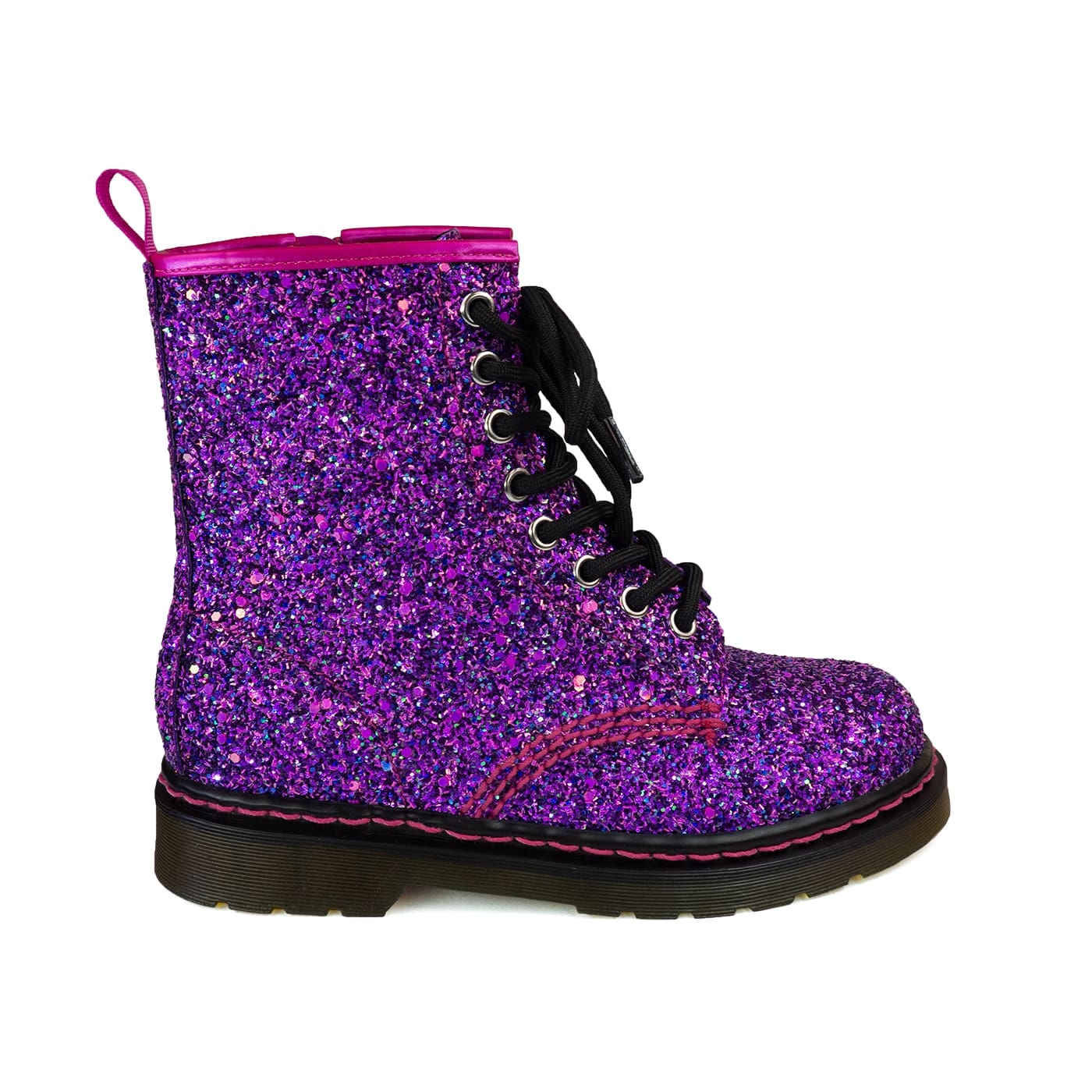 Purple Haze Wonder Boots by RainbowsAndFairies.com.au (Purple Glitter Boots - Holographic - Metallic - Glitter - Combat Boots - Side Zip Boot - Pink) - SKU: FW_WONDR_GLITR_PHZ - Pic-04