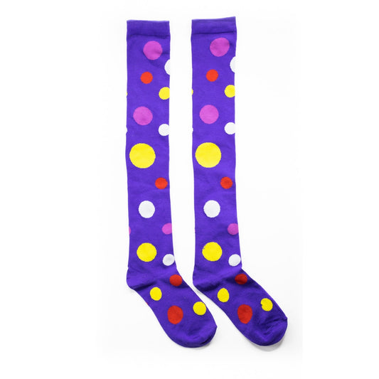 Purple Spotty Over The Knee Socks by RainbowsAndFairies.com.au (Stripe Long Socks - Rainbow - Stockings - Colourful Socks - Vintage Inspired) - SKU: FW_SOCKL_SPOTY_PUR - Pic-02