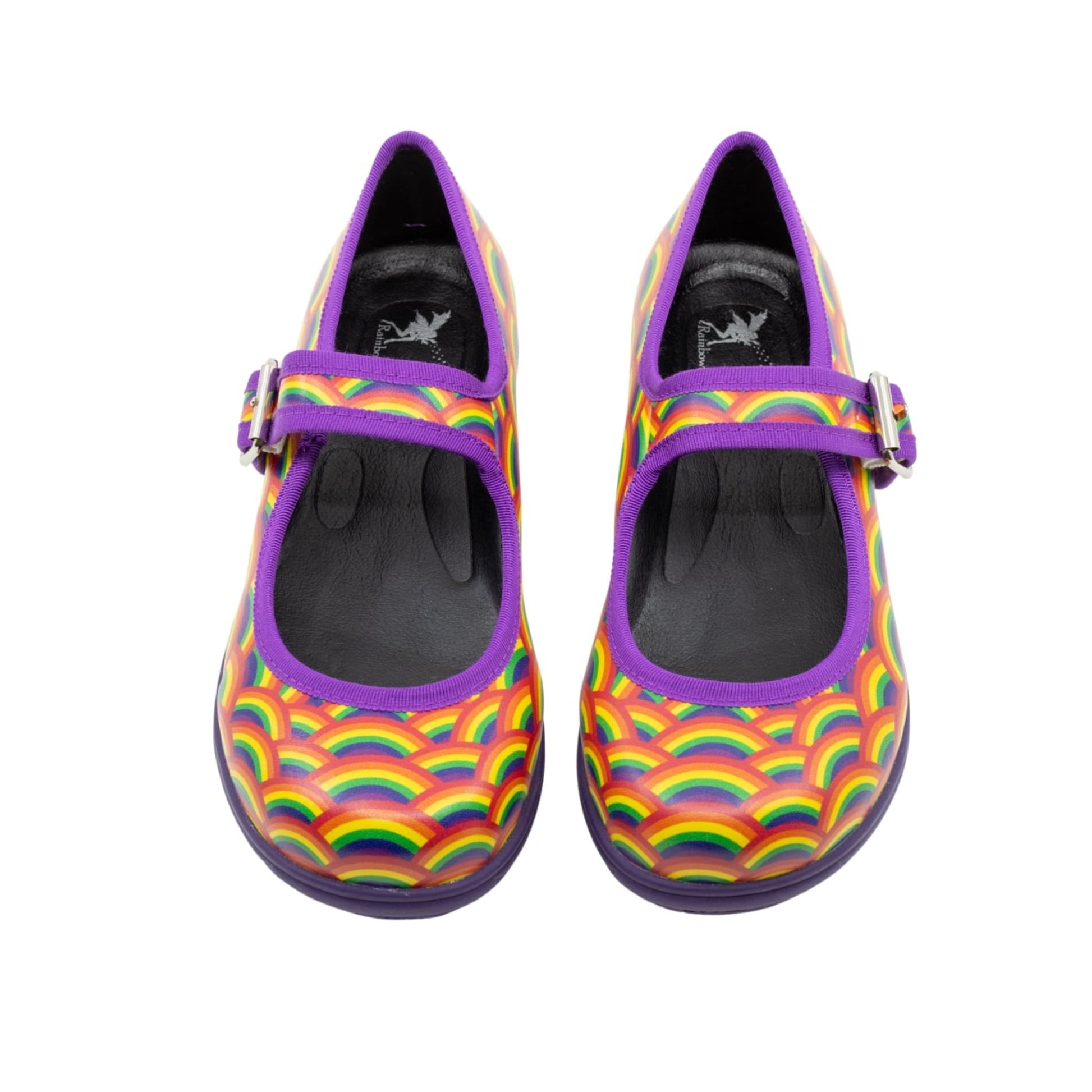 Rainbow Mary Janes by RainbowsAndFairies.com.au (Rainbows - Bright Colours - Pride - Buckle Up Shoes - Mismatched Shoes - Stripes) - SKU: FW_MARYJ_RAINB_ORG - Pic-02