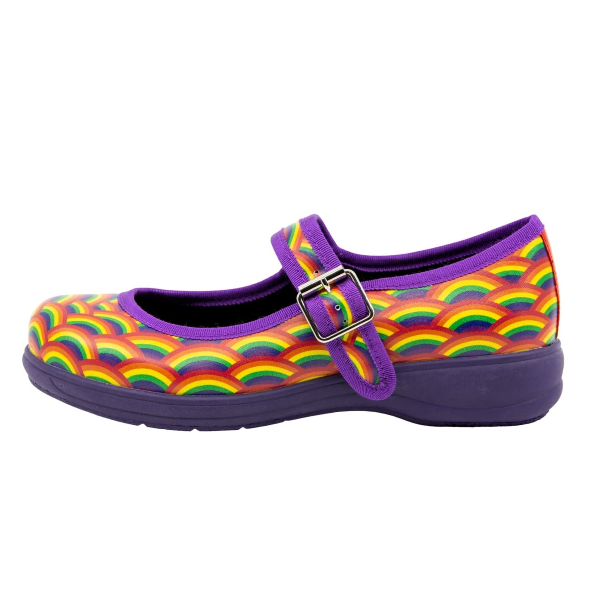 Rainbow Mary Janes by RainbowsAndFairies.com.au (Rainbows - Bright Colours - Pride - Buckle Up Shoes - Mismatched Shoes - Stripes) - SKU: FW_MARYJ_RAINB_ORG - Pic-03