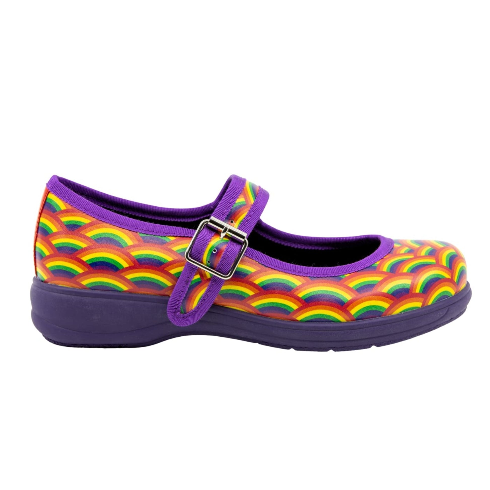 Rainbow Mary Janes by RainbowsAndFairies.com.au (Rainbows - Bright Colours - Pride - Buckle Up Shoes - Mismatched Shoes - Stripes) - SKU: FW_MARYJ_RAINB_ORG - Pic-04
