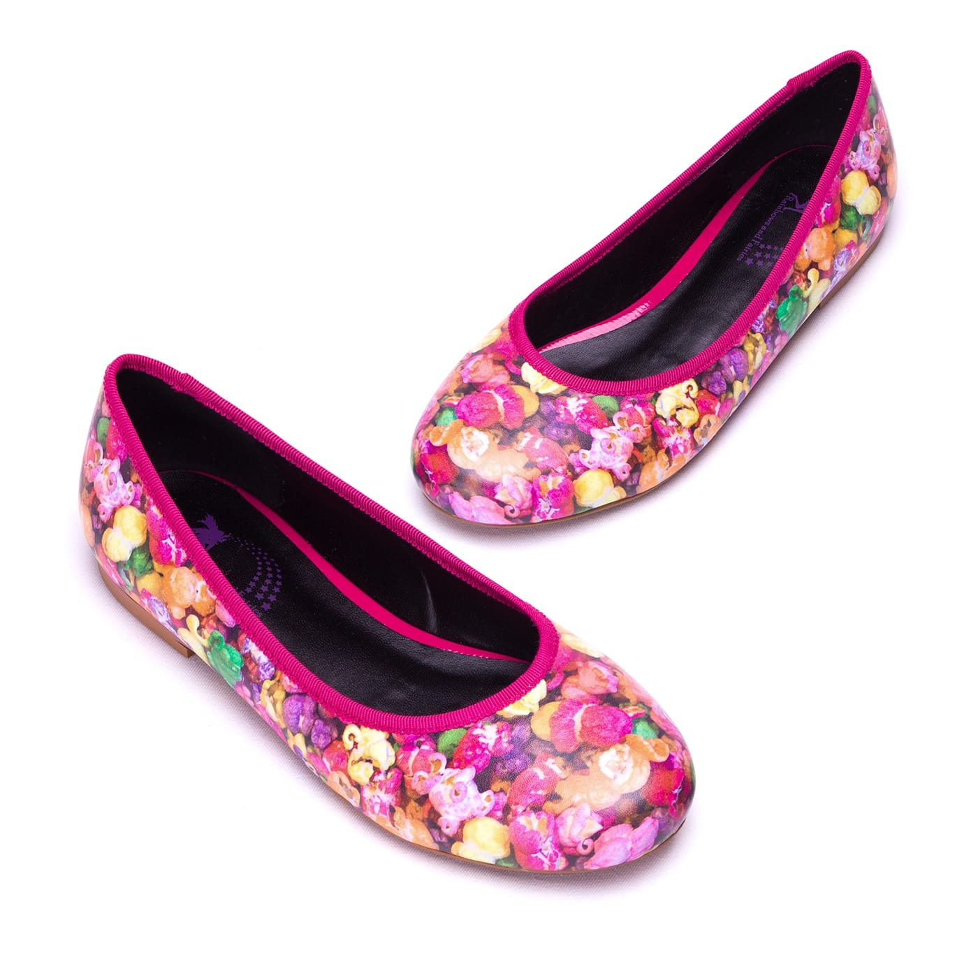 Rainbow Popcorn Ballet Flats by RainbowsAndFairies.com (Popcorn - Colourful - Lollies - Quirky Shoes - Slip Ons - Comfy Flats) - SKU: FW_BALET_PCORN_ORG - Pic 01
