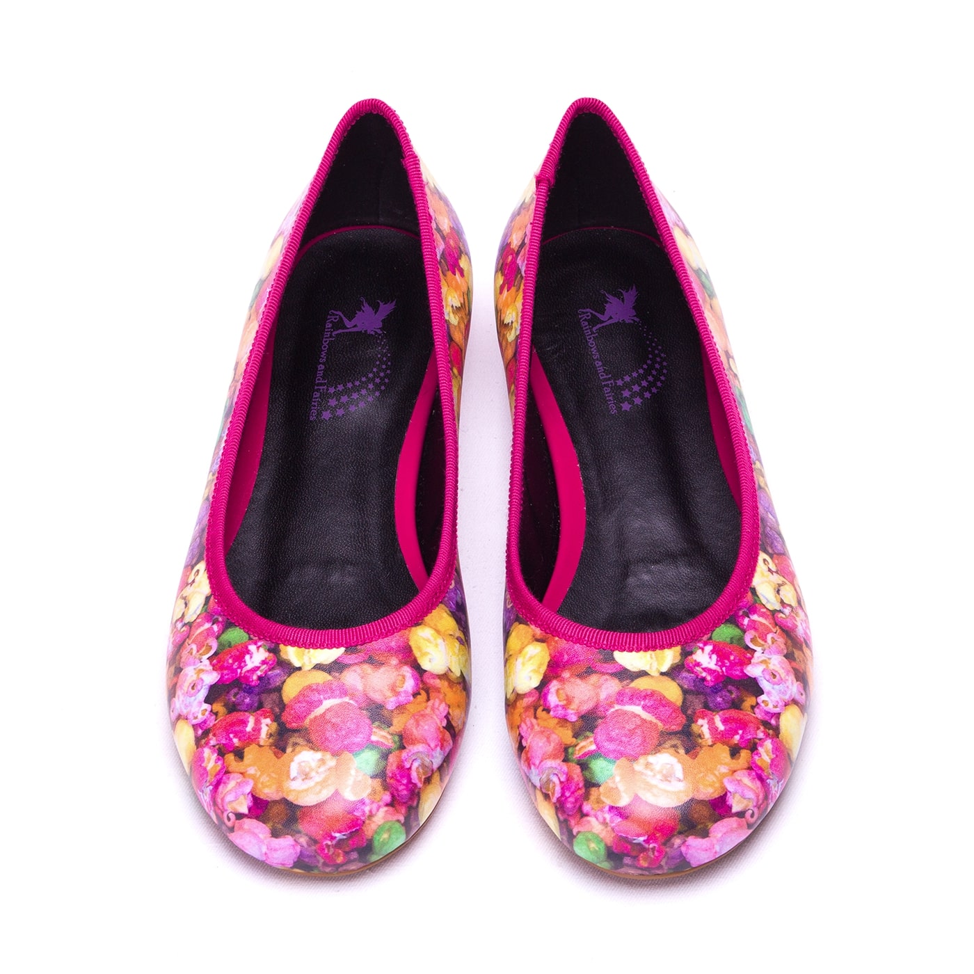 Rainbow Popcorn Ballet Flats by RainbowsAndFairies.com (Popcorn - Colourful - Lollies - Quirky Shoes - Slip Ons - Comfy Flats) - SKU: FW_BALET_PCORN_ORG - Pic 02