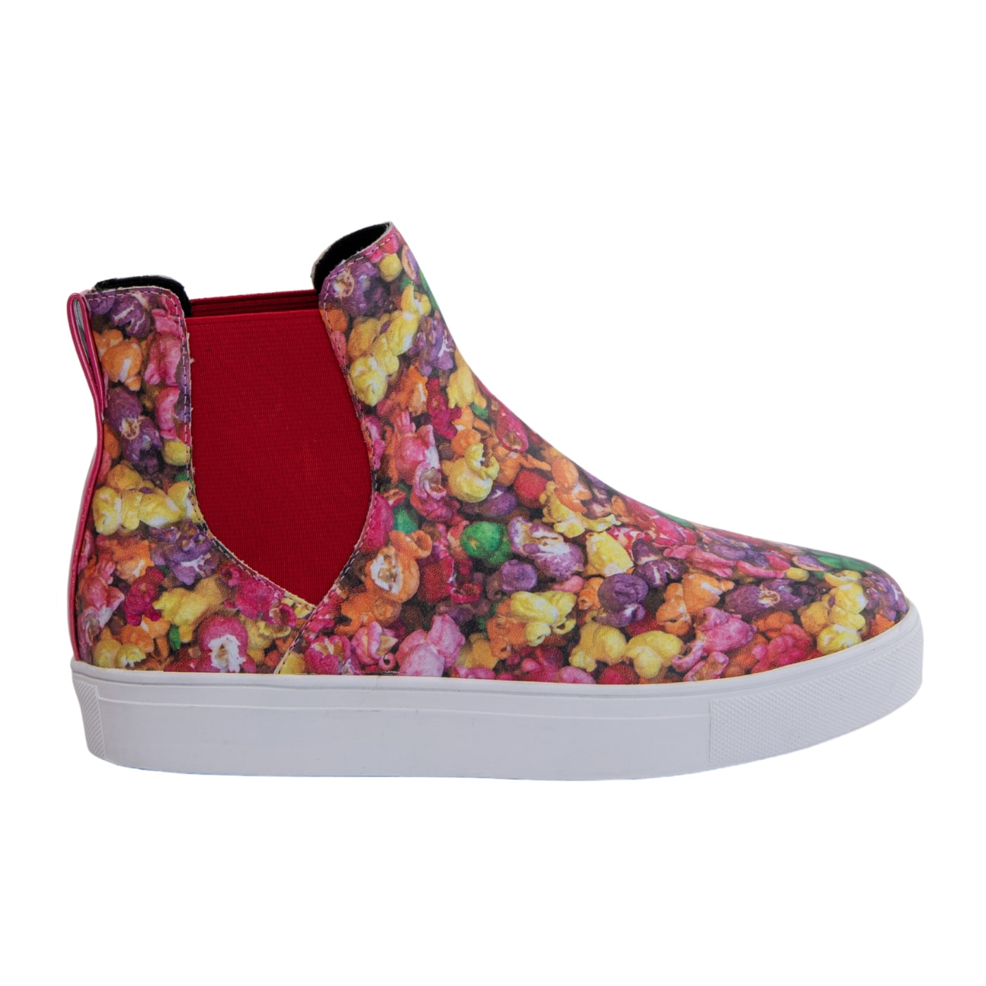 Rainbow Popcorn Hi Tops by RainbowsAndFairies.com.au (Chelsea Boots - Rainbow - Lollies - Foodie - Mismatched Shoes - Elastic Side Boots) - SKU: FW_HITOP_PCORN_ORG - Pic-03