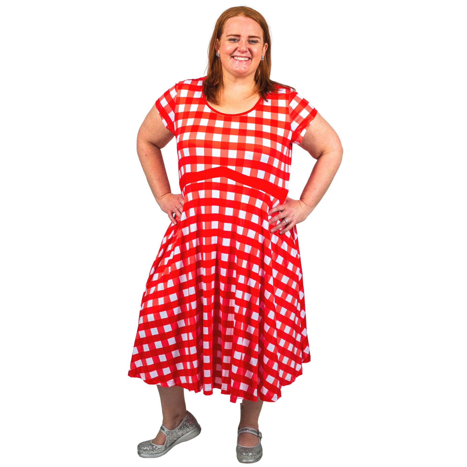Red Gingham Tea Dress by RainbowsAndFairies.com (Check - Picnic - Dress With Pockets - Rockabilly  - Vintage Inspired) - SKU: CL_TEADR_GINGH_RED - Pic 04