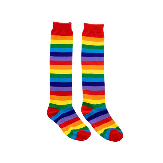 Red Rainbow Stripe Knee High Socks by RainbowsAndFairies.com.au (Stripe Long Socks - Rainbow - Stockings - Colourful Socks - Vintage Inspired) - SKU: FW_SOCKS_RAINB_RED - Pic-02