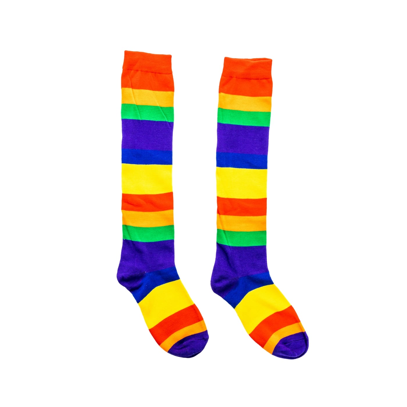 Women's Red Rainbow Stripe Knee High Socks
