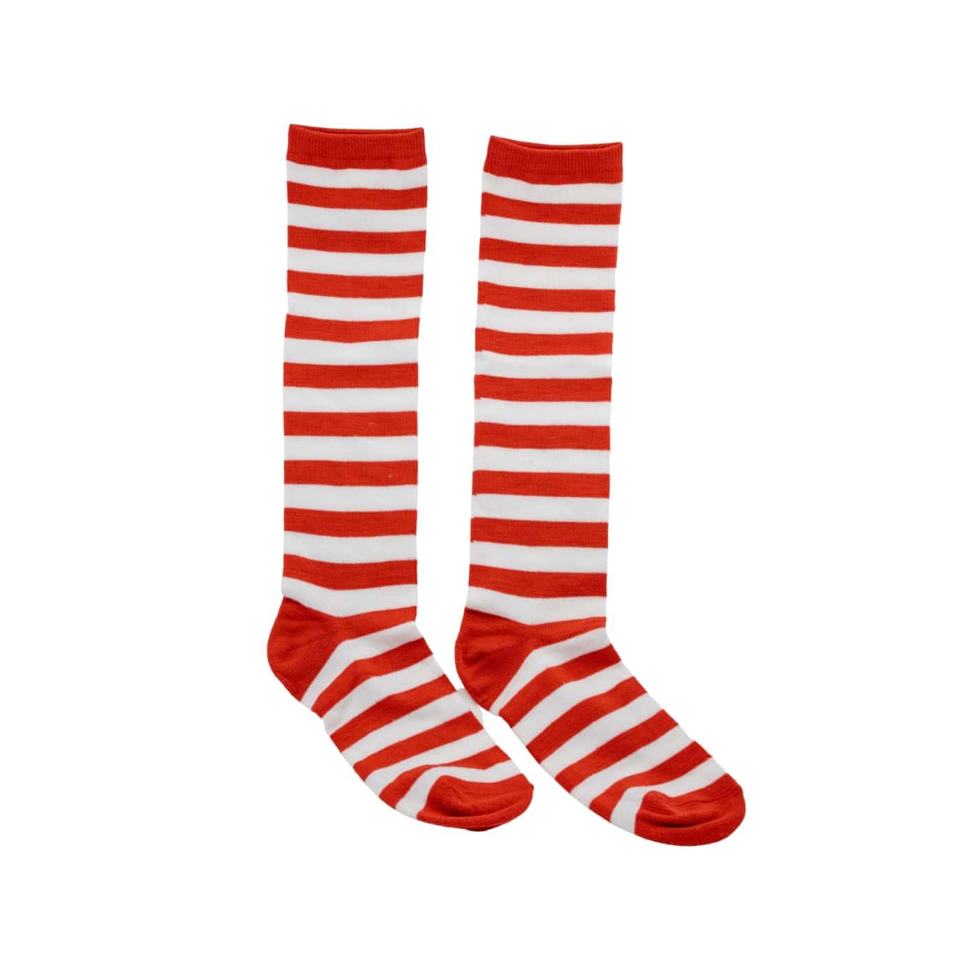 Red & White Stripe Knee High Socks by RainbowsAndFairies.com.au (Stripe Long Socks - Rainbow - Stockings - Colourful Socks - Vintage Inspired) - SKU: FW_SOCKS_STRIPE_R&W - Pic-02