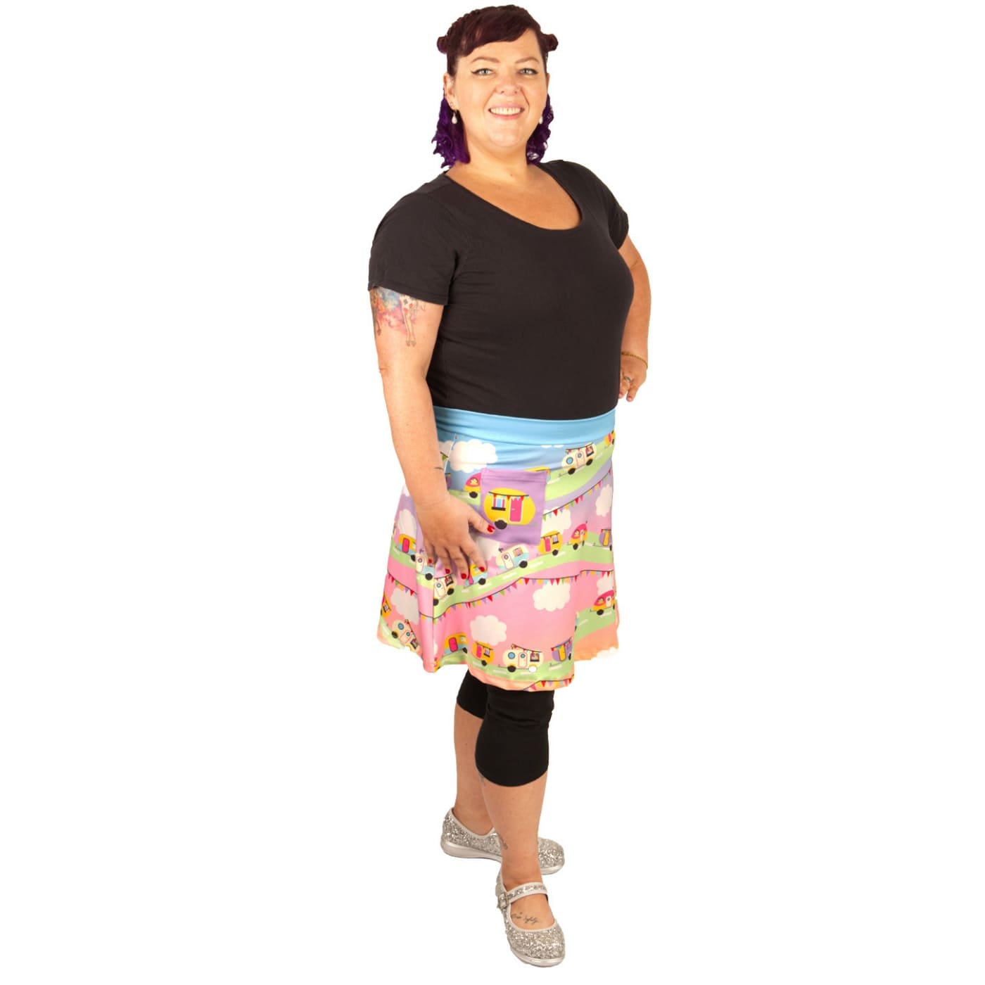 Road Trip Short Skirt by RainbowsAndFairies.com.au (Vintage Caravan - Campervan - Retro - Kitsch - Aline Skirt With Pockets - Vintage Inspired) - SKU: CL_SHORT_RTRIP_ORG - Pic-06