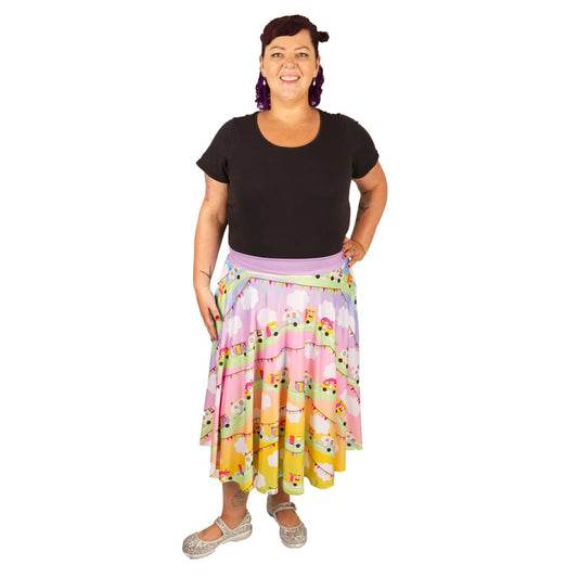 Road Trip Swishy Skirt by RainbowsAndFairies.com.au (Vintage Caravan - Campervan - Pastel - Kawaii - Kitsch - Skirt With Pockets - Circle Skirt) - SKU: CL_SWISH_RTRIP_ORG - Pic-05