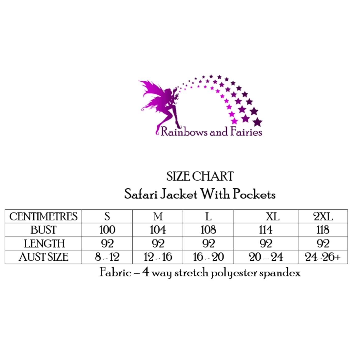 Safari-Jacket-SizeChart-RainbowsAndFairies.com.au-FW_CHART_SFJKT_ORG-01