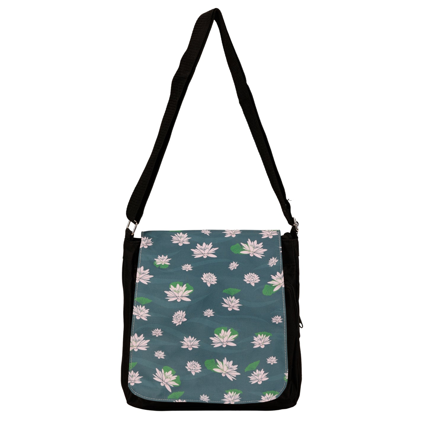 Serene Messenger Bag by RainbowsAndFairies.com.au (Lotus Flower - Meditation - Satchel Bag - Interchangeable Cover - Handbag) - SKU: BG_SATCH_SEREN_ORG - Pic-01