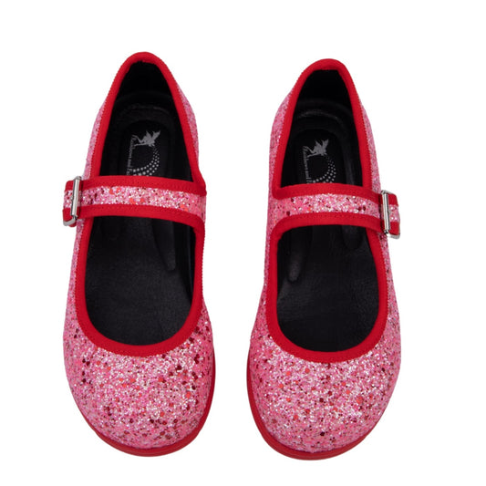 Sherbet Mary Janes by RainbowsAndFairies.com.au (Pink Glitter - Red Glitter - Mismatched Shoes - Glitter Shoes - Sparkle) - SKU: FW_MARYJ_GLITR_SHE - Pic-02