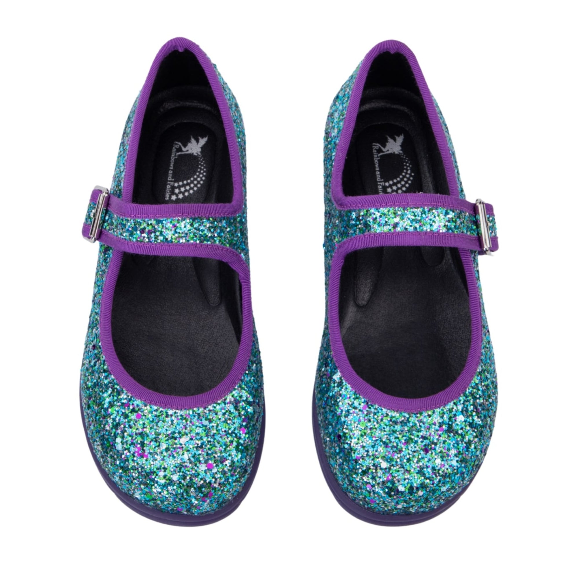 Sparkle Mary Janes by RainbowsAndFairies.com.au (Purple Glitter - Green Glitter - Mismatched Shoes - Glitter Shoes -Sparkle) - SKU: FW_MARYJ_GLITR_SPA - Pic-02