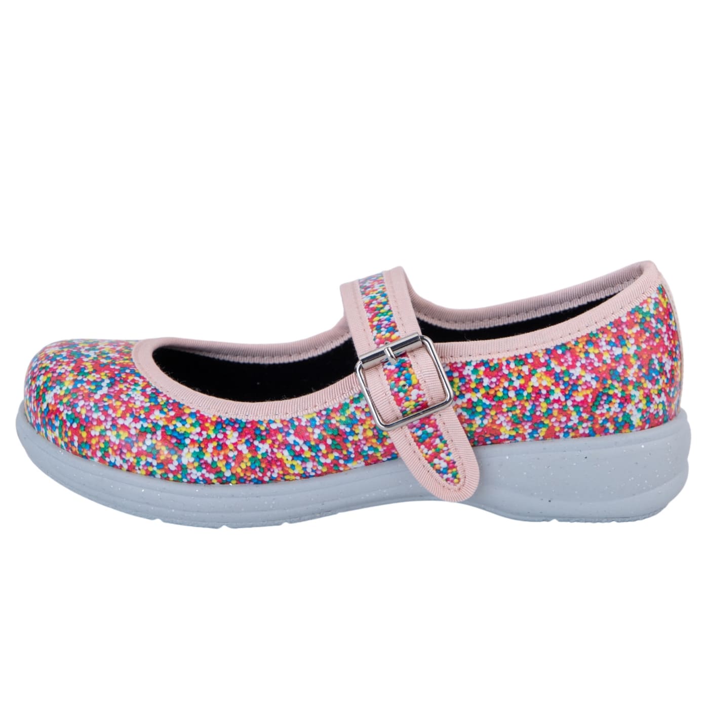 Sprinkles Mary Janes by RainbowsAndFairies.com.au (Fairy Bread - 100s & 1000s - Mismatched Shoes - Glitter Soles - Glitter - Quirky) - SKU: FW_MARYJ_SPRNK_ORG - Pic-04