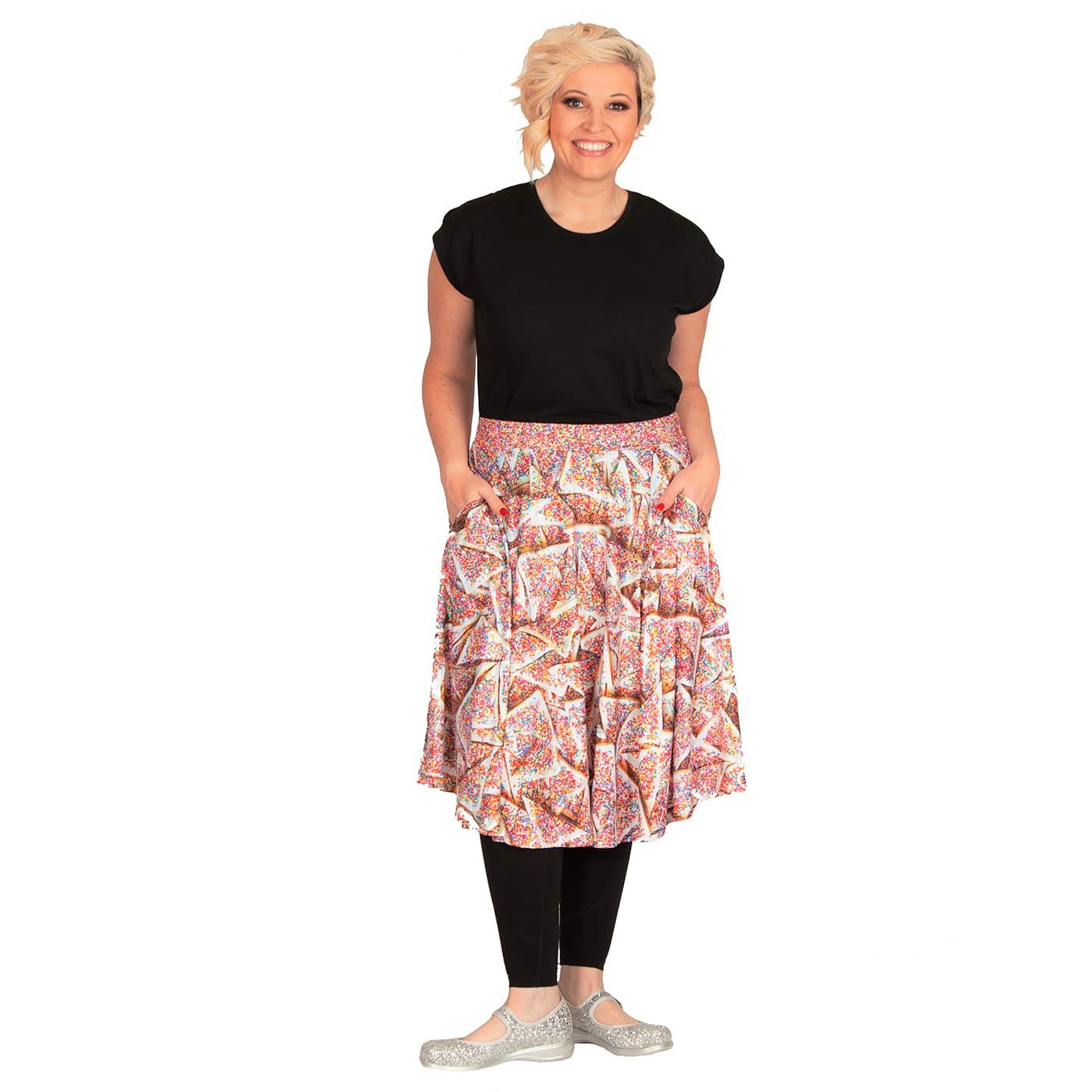 Sprinkles Swishy Skirt by RainbowsAndFairies.com.au (Fairy Bread - 100s & 1000s - Party Food - Australian Icon - Circle Skirt With Pockets - Mod Retro) - SKU: CL_SWISH_SPRNK_ORG - Pic-07