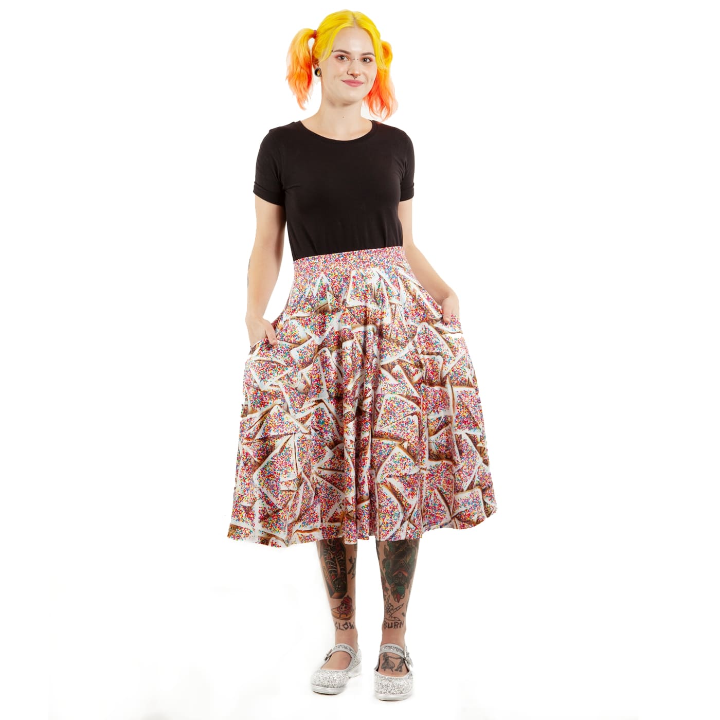 Sprinkles Swishy Skirt by RainbowsAndFairies.com.au (Fairy Bread - 100s & 1000s - Party Food - Australian Icon - Circle Skirt With Pockets - Mod Retro) - SKU: CL_SWISH_SPRNK_ORG - Pic-05