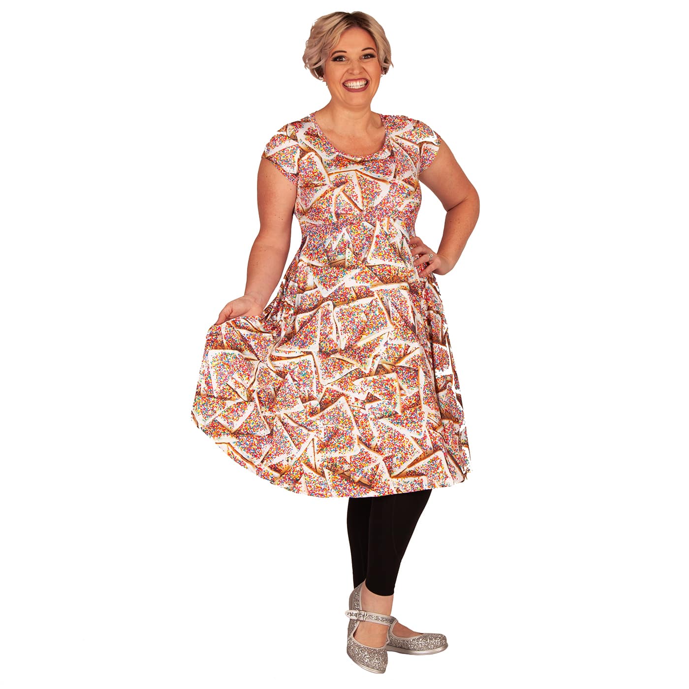 Sprinkles Tea Dress by RainbowsAndFairies.com (Fairy Bread - 100s & 1000s - Sprinkles - Party Food - Rock & Roll - Dress With Pockets - Rockabilly - Vintage Inspired) - SKU: CL_TEADR_SPRNK_ORG - Pic 08