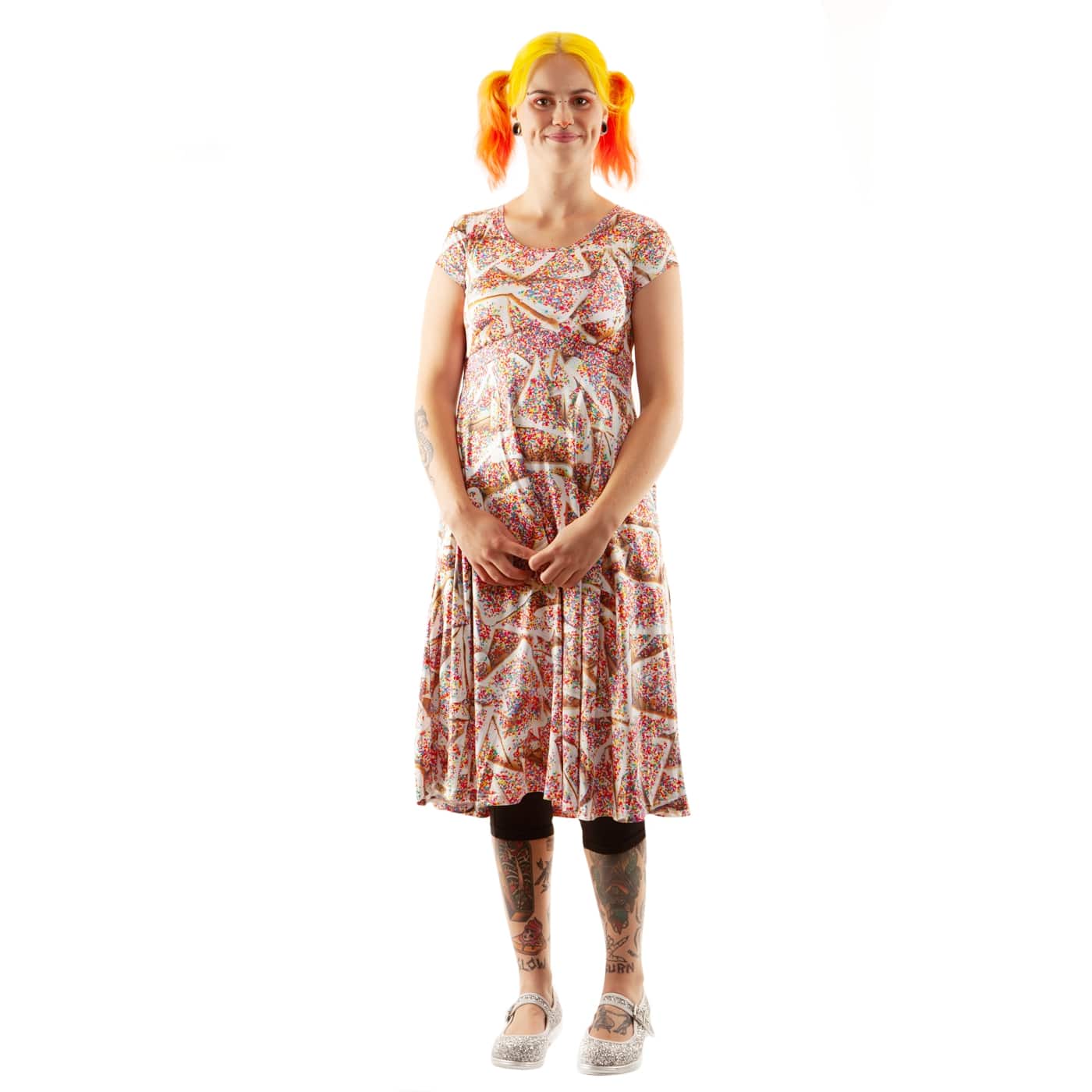 Sprinkles Tea Dress by RainbowsAndFairies.com (Fairy Bread - 100s & 1000s - Sprinkles - Party Food - Rock & Roll - Dress With Pockets - Rockabilly - Vintage Inspired) - SKU: CL_TEADR_SPRNK_ORG - Pic 05