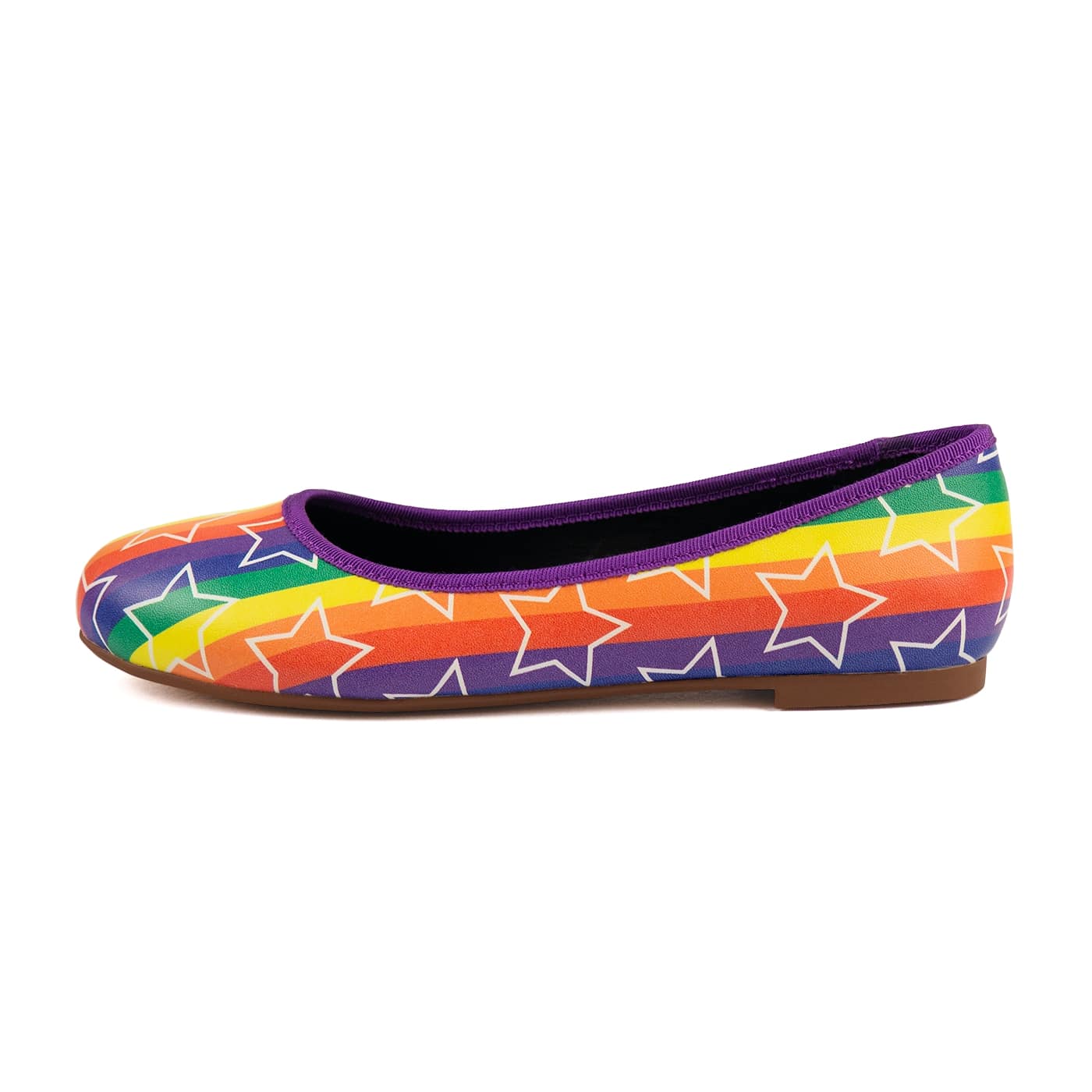 Starburst Ballet Flats by RainbowsAndFairies.com.au (Rainbow Brite Inspired - Stars - Mismatched Shoes - Pride - Rainbow Stripes - Slip On Shoes) - SKU: FW_BALET_STARB_ORG - Pic-03