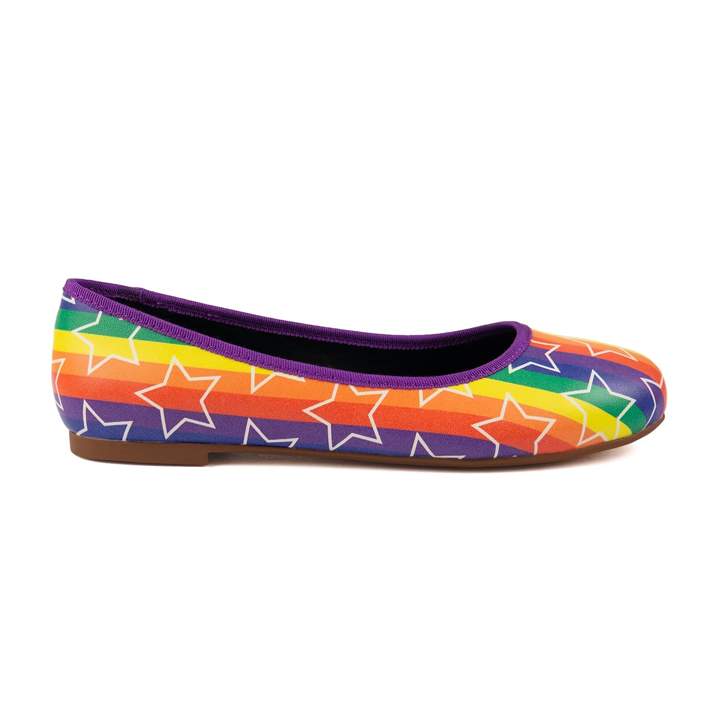 Starburst Ballet Flats by RainbowsAndFairies.com.au (Rainbow Brite Inspired - Stars - Mismatched Shoes - Pride - Rainbow Stripes - Slip On Shoes) - SKU: FW_BALET_STARB_ORG - Pic-04