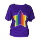 Starburst Batwing Top by RainbowsAndFairies.com.au (Rainbow Star - Purple - Rainbow Brite - Retro Knit Top - Mod - Vintage Inspired - Kitsch) - SKU: CL_BATOP_STARB_ORG - Pic-01