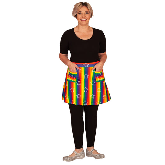 Starburst Short Skirt by RainbowsAndFairies.com (Rainbow Stripes - Rainbow Brite - Pride Colours - Skirt With Pockets - Aline Skirt - Cute Flirty - Vintage Inspired) - SKU: CL_SHORT_STARB_ORG - Pic 05