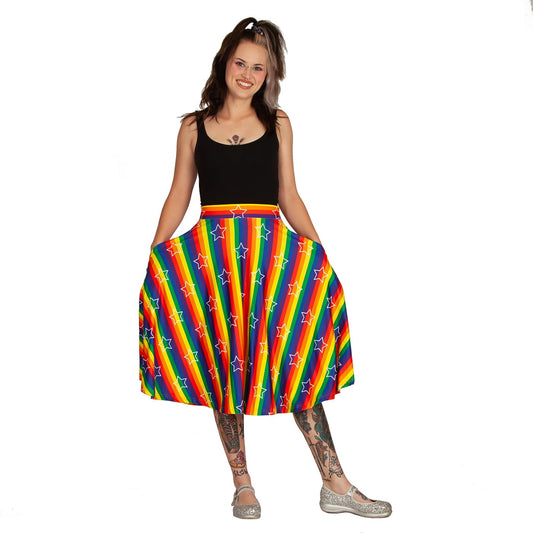Starburst Swishy Skirt by RainbowsAndFairies.com.au (Rainbow Brite Inspired - Stars - Pride - Rainbow Stripes - Circle Skirt With Pockets - Mod Retro) - SKU: CL_SWISH_STARB_ORG - Pic-07