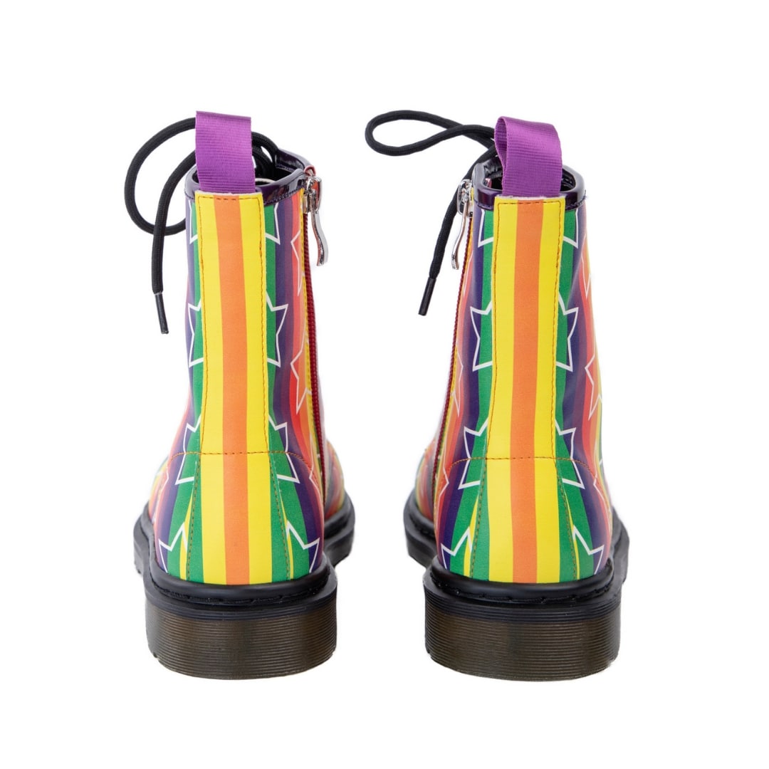 Starburst Wonder Boots by RainbowsAndFairies.com.au (Rainbow Brite - Pride - Stripes - Combat Boots - Side Zip Boots - Mismatched Shoes) - SKU: FW_WONDR_STARB_ORG - Pic-07