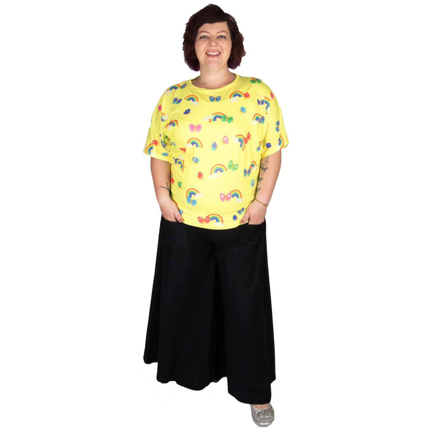 Sunshine Batwing Top by RainbowsAndFairies.com.au (Yellow Polka Dot - Butterfly - Rainbows - Clouds - Vintage Inspired - Kitsch - Knit Top - Mod) - SKU: CL_BATOP_SUNSH_ORG - Pic-02