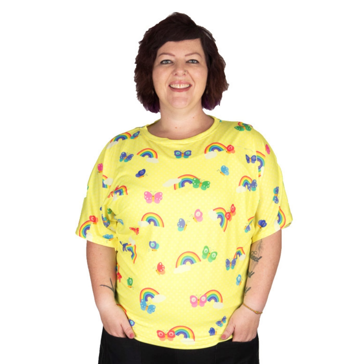 Sunshine Batwing Top by RainbowsAndFairies.com.au (Yellow Polka Dot - Butterfly - Rainbows - Clouds - Vintage Inspired - Kitsch - Knit Top - Mod) - SKU: CL_BATOP_SUNSH_ORG - Pic-03