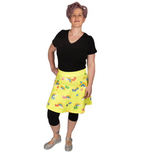 Sunshine Short Skirt by RainbowsAndFairies.com.au (Rainbows - Butterflies - Yellow Polka Dot - Kitsch - Aline Skirt With Pockets - Vintage Inspired) - SKU: CL_SHORT_SUNSH_ORG - Pic-05