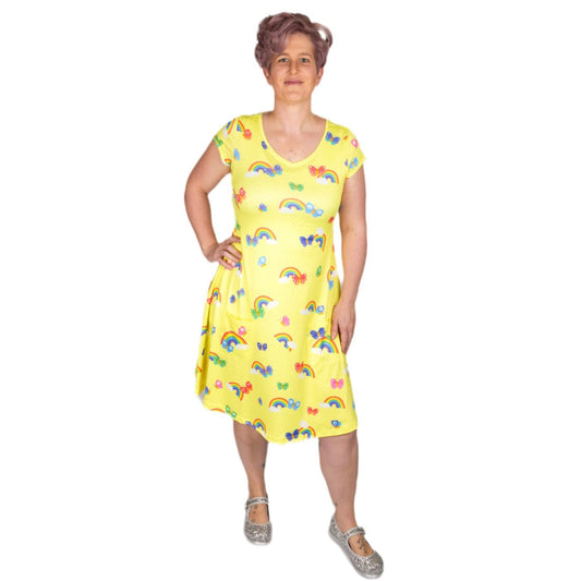 Sunshine Tunic Dress by RainbowsAndFairies.com.au (Yellow Polka Dot - Butterflies - Rainbows - Clouds - Vintage Inspired - Kitsch - Dress With Pockets) - SKU: CL_TUNDR_SUNSH_ORG - Pic-02
