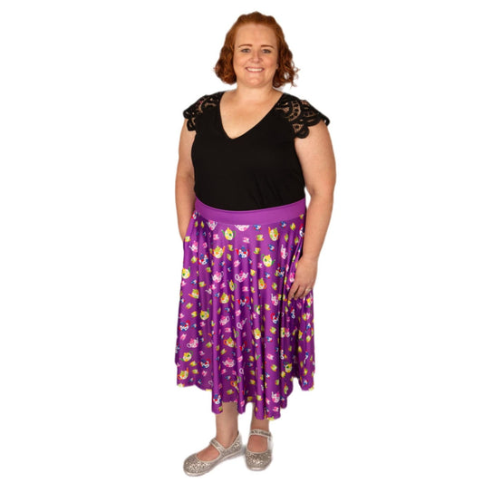 Tea Party Swishy Skirt by RainbowsAndFairies.com.au (Tea Cup - Teapot - Alice In Wonderland - Vintage Inspired - Skirt With Pockets - Circle Skirt) - SKU: CL_SWISH_TEAPA_ORG - Pic-03