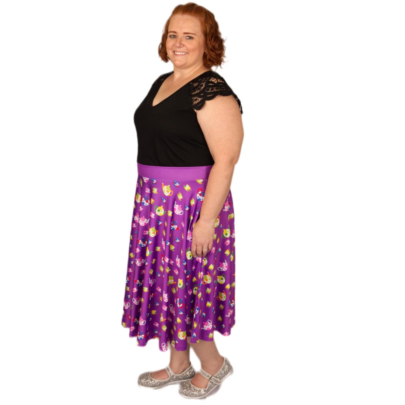 Tea Party Swishy Skirt by RainbowsAndFairies.com.au (Tea Cup - Teapot - Alice In Wonderland - Vintage Inspired - Skirt With Pockets - Circle Skirt) - SKU: CL_SWISH_TEAPA_ORG - Pic-04