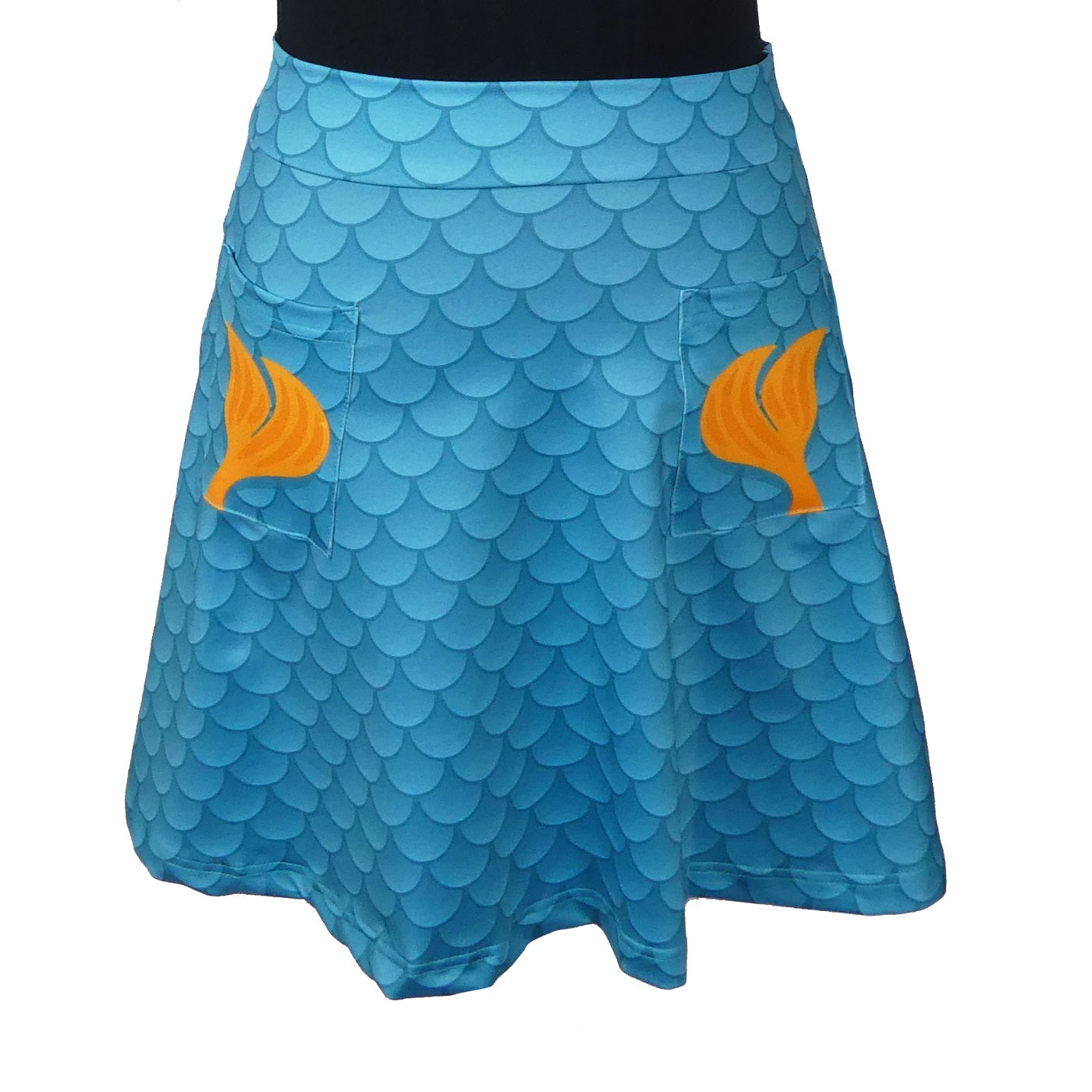 Tully Short Skirt by RainbowsAndFairies.com.au (Mermaid - Under The Sea - Skirt With Pockets - Aline Skirt - Vintage Inspired - Kitsch - Ocean) - SKU: CL_SHORT_TULLY_ORG - Pic-02