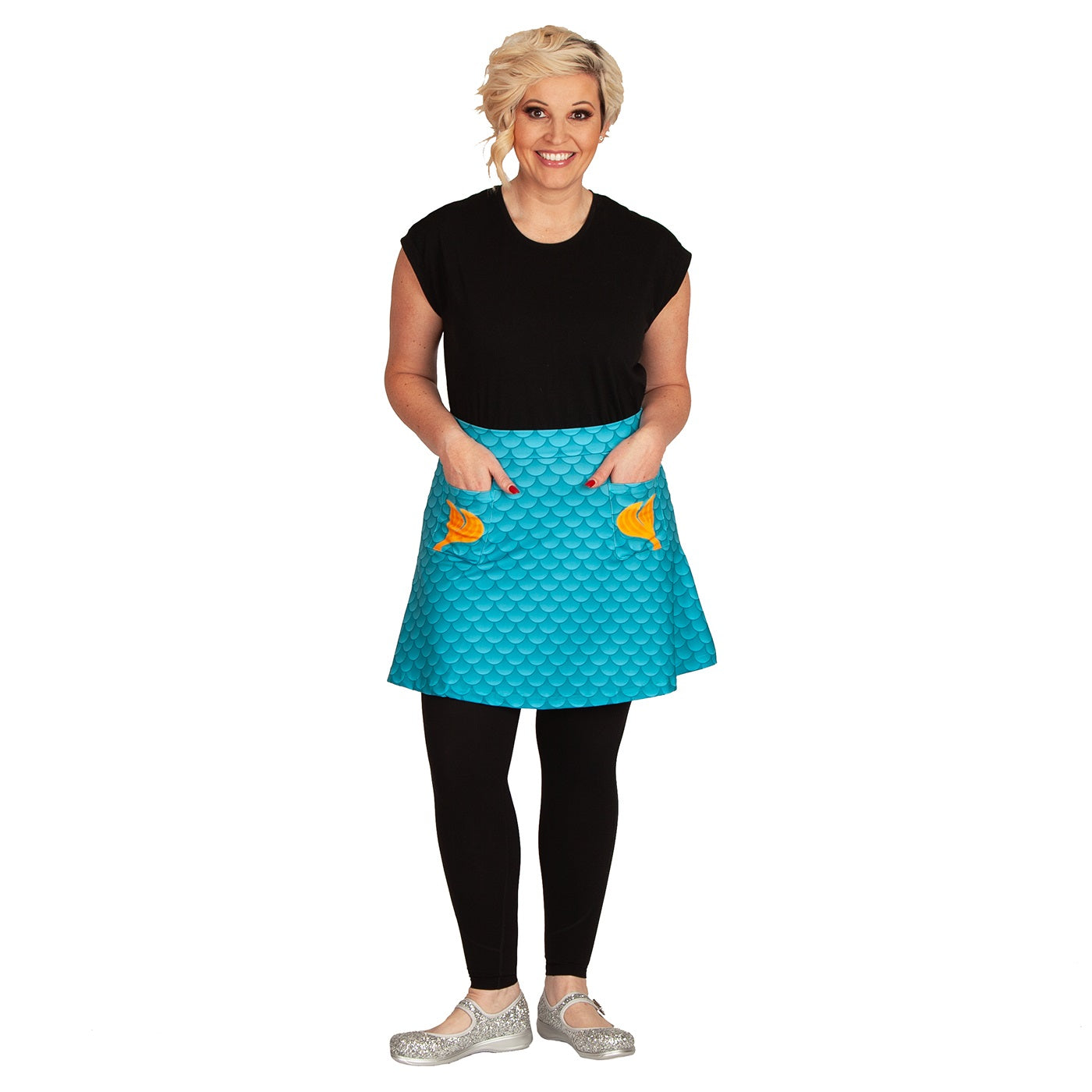 Tully Short Skirt by RainbowsAndFairies.com.au (Mermaid - Under The Sea - Skirt With Pockets - Aline Skirt - Vintage Inspired - Kitsch - Ocean) - SKU: CL_SHORT_TULLY_ORG - Pic-03