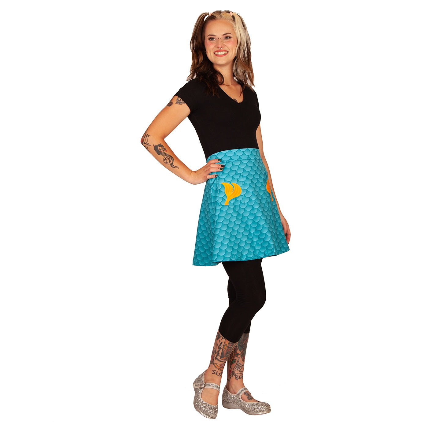 Tully Short Skirt by RainbowsAndFairies.com.au (Mermaid - Under The Sea - Skirt With Pockets - Aline Skirt - Vintage Inspired - Kitsch - Ocean) - SKU: CL_SHORT_TULLY_ORG - Pic-06