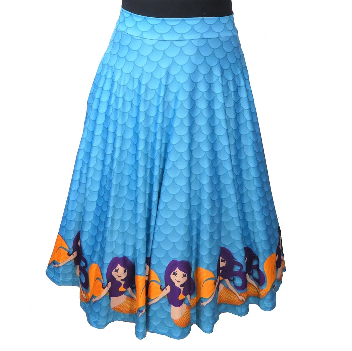Tully Swishy Skirt by RainbowsAndFairies.com (Mermaid - Under The Sea - Skirts With Pockets - Circle Skirt - Mod Retro) - SKU: CL_SWISH_TULLY_ORG - 02