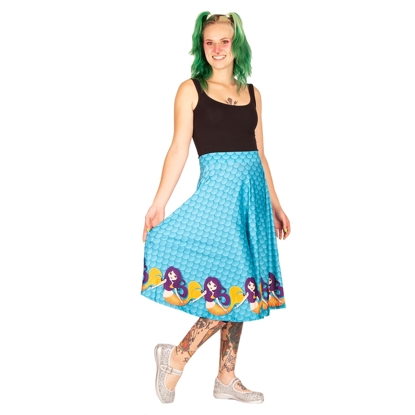 Tully Swishy Skirt by RainbowsAndFairies.com (Mermaid - Under The Sea - Skirts With Pockets - Circle Skirt - Mod Retro) - SKU: CL_SWISH_TULLY_ORG - 06