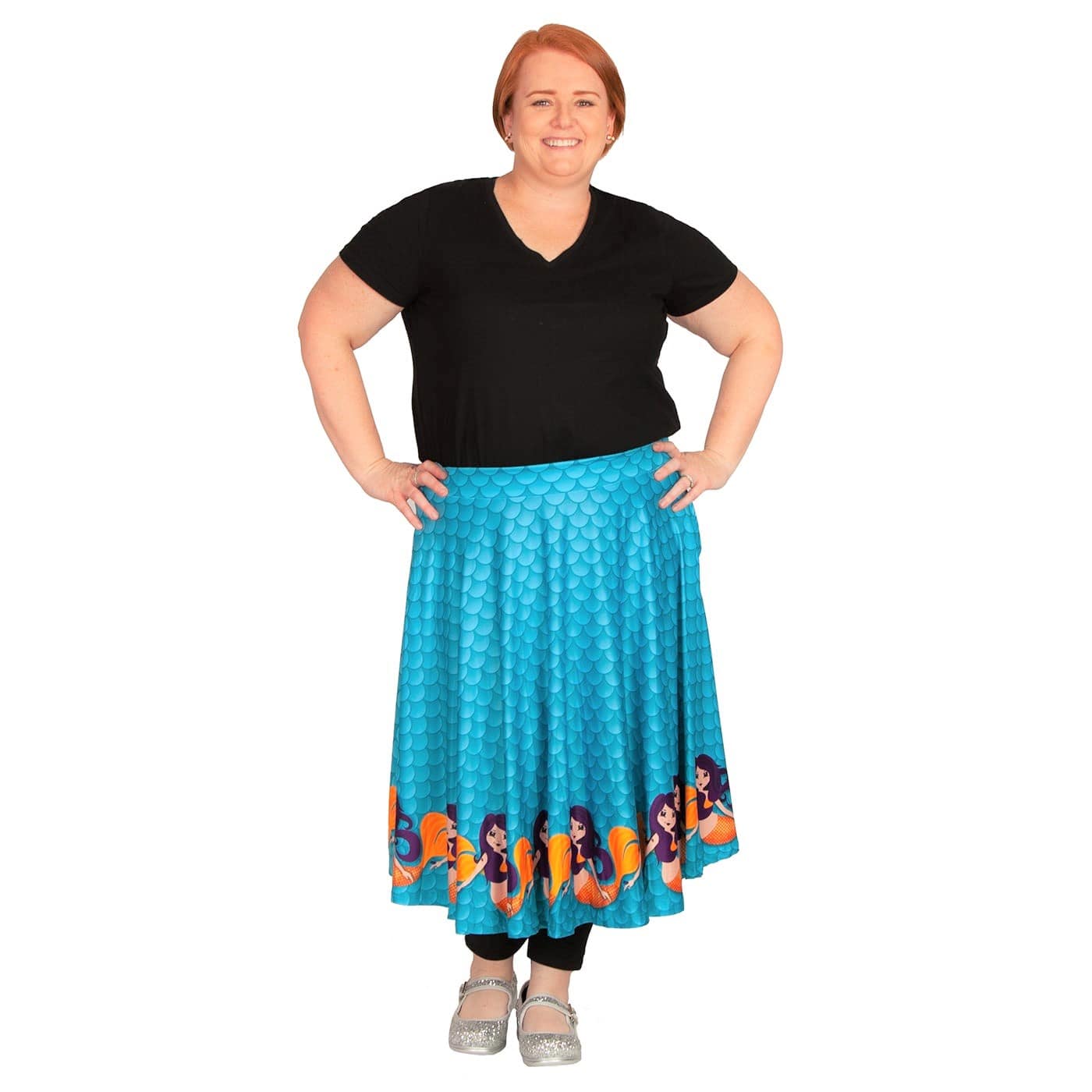 Tully Swishy Skirt by RainbowsAndFairies.com (Mermaid - Under The Sea - Skirts With Pockets - Circle Skirt - Mod Retro) - SKU: CL_SWISH_TULLY_ORG - 07