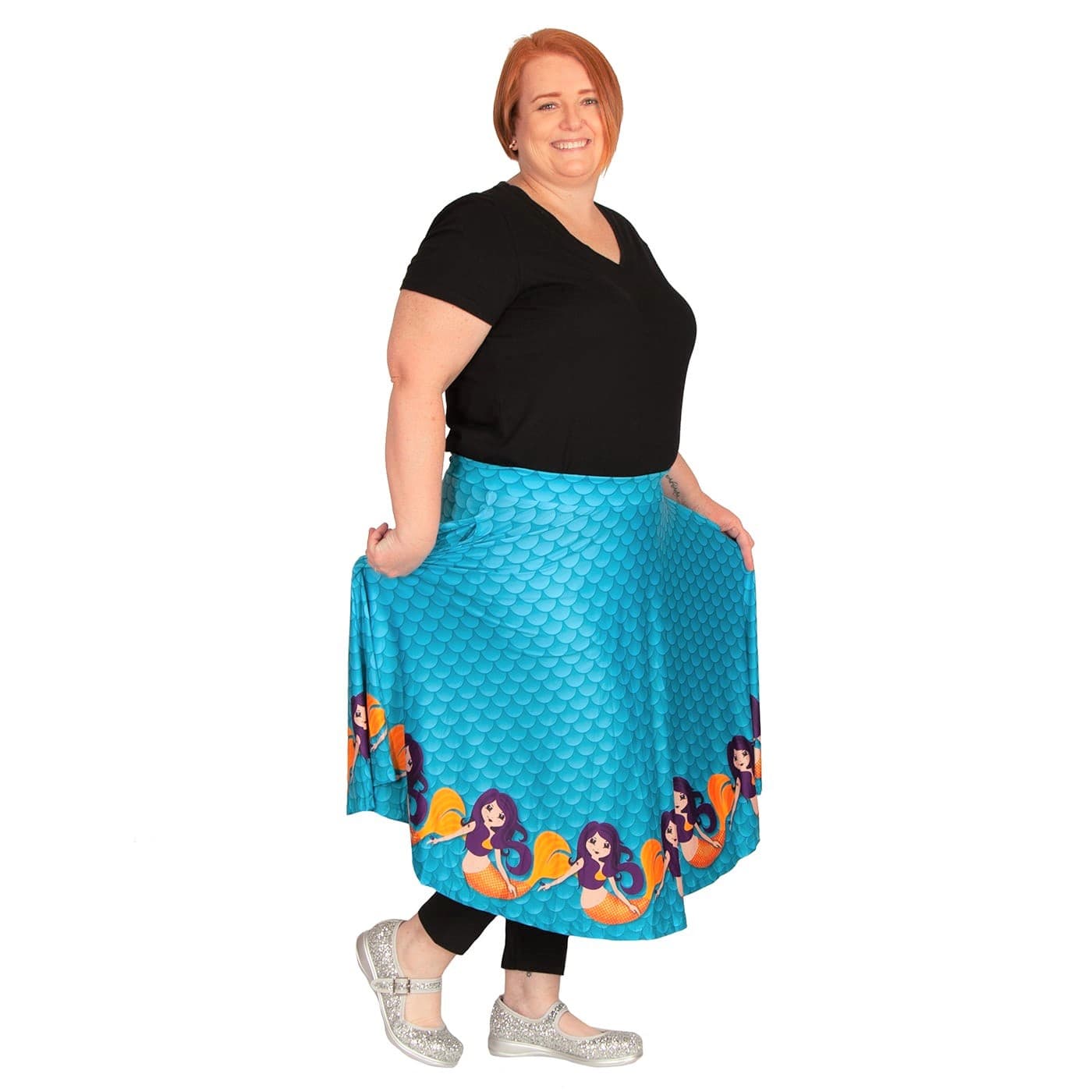 Tully Swishy Skirt by RainbowsAndFairies.com (Mermaid - Under The Sea - Skirts With Pockets - Circle Skirt - Mod Retro) - SKU: CL_SWISH_TULLY_ORG - 08