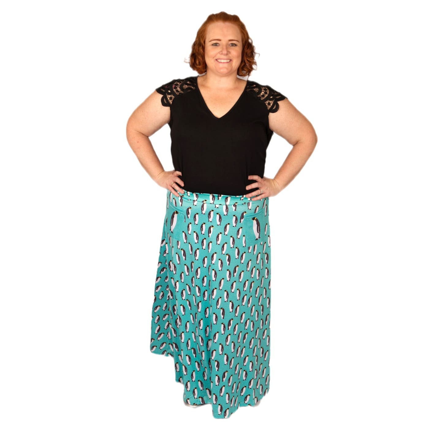 Waddle Maxi Skirt by RainbowsAndFairies.com.au (Emperor Penguin - Penguins - Animal Print - Long Skirt - Vintage Inspired - Boho - Skirt With Pockets) - SKU: CL_MAXIS_WADDL_ORG - Pic-06