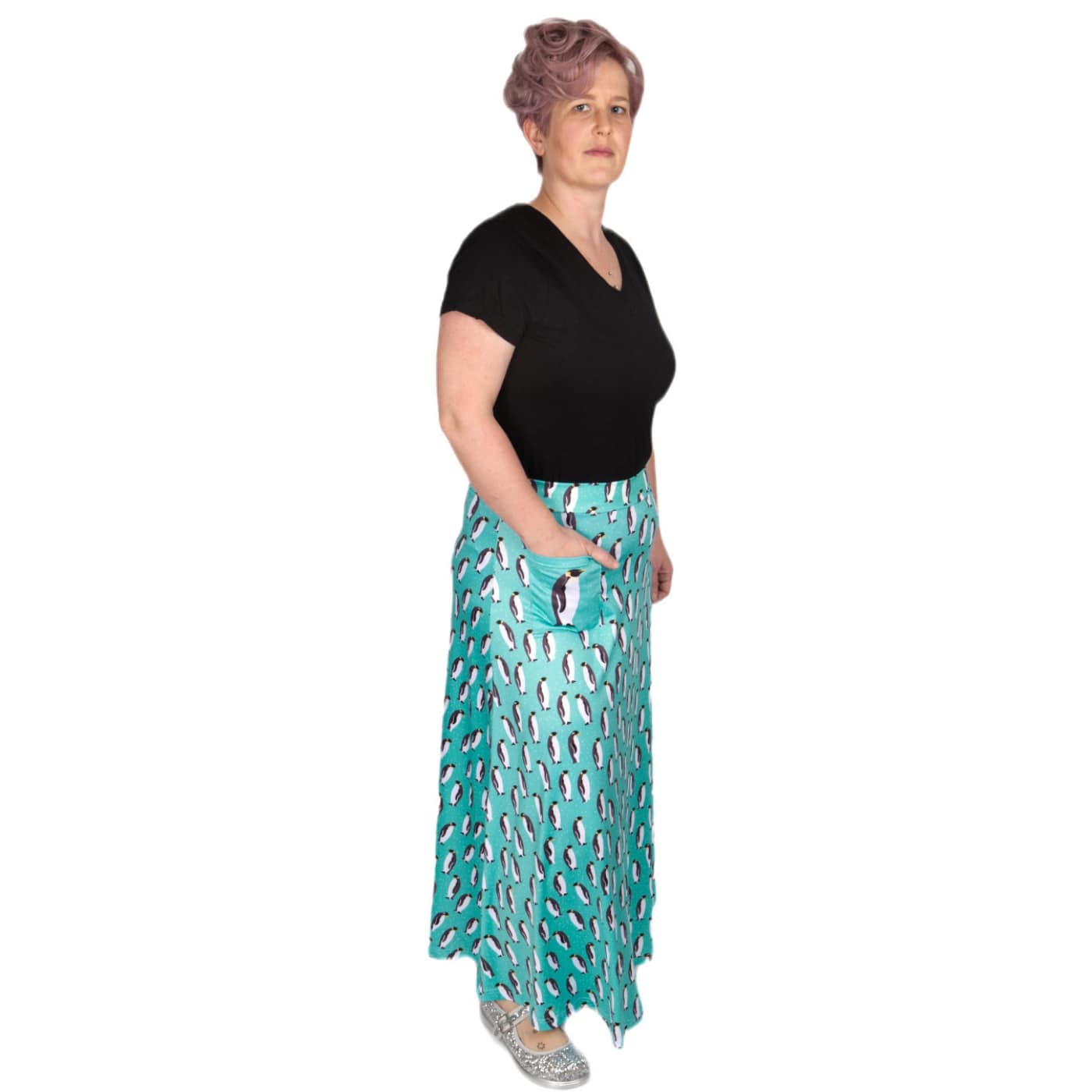 Waddle Maxi Skirt by RainbowsAndFairies.com.au (Emperor Penguin - Penguins - Animal Print - Long Skirt - Vintage Inspired - Boho - Skirt With Pockets) - SKU: CL_MAXIS_WADDL_ORG - Pic-08