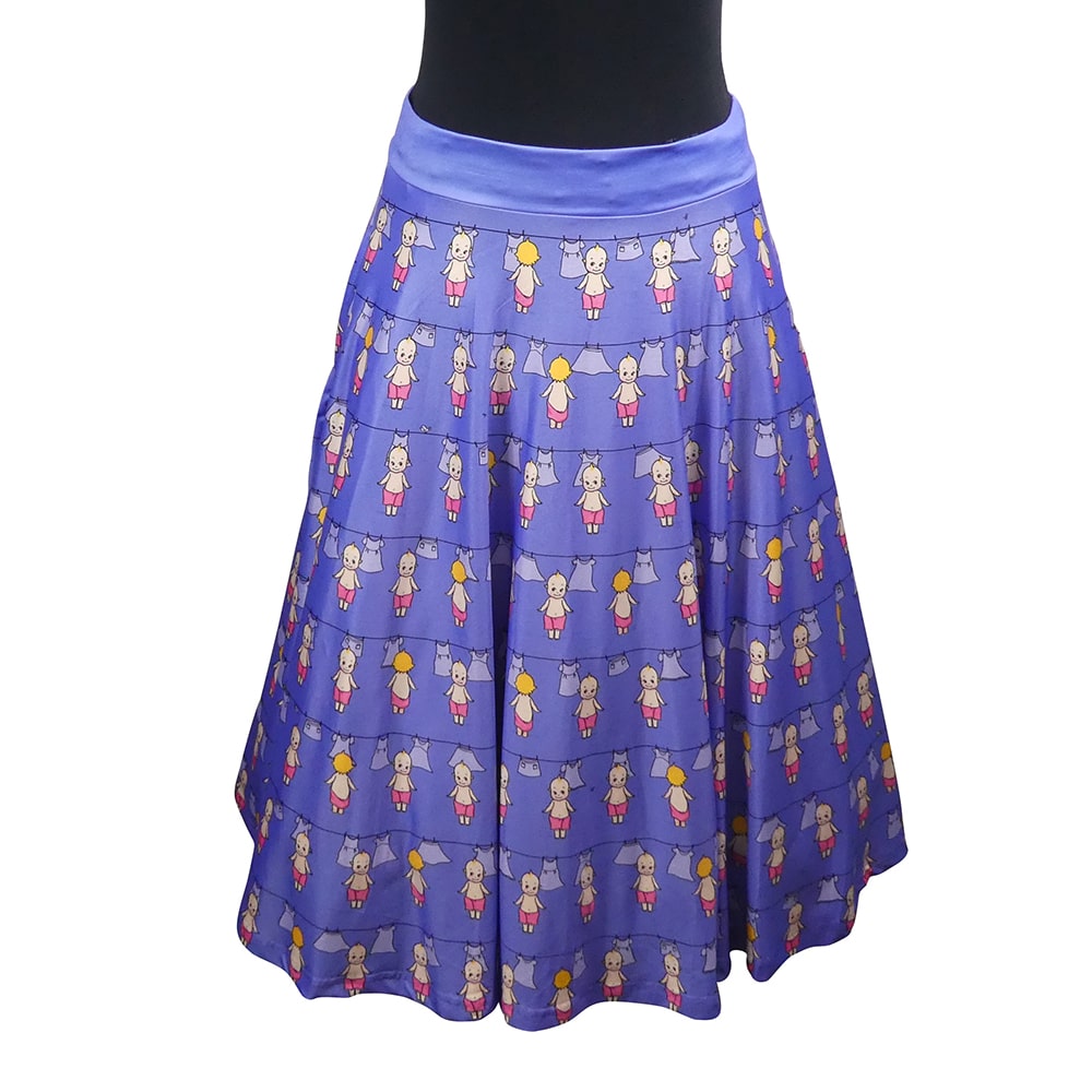 Washing Day Swishy Skirt by RainbowsAndFairies.com.au (Kewpie Doll - Kewpie - Vintage Doll - Kitsch - Circle Skirt With Pockets - Mod Retro) - SKU: CL_SWISH_WASHD_ORG - Pic-01