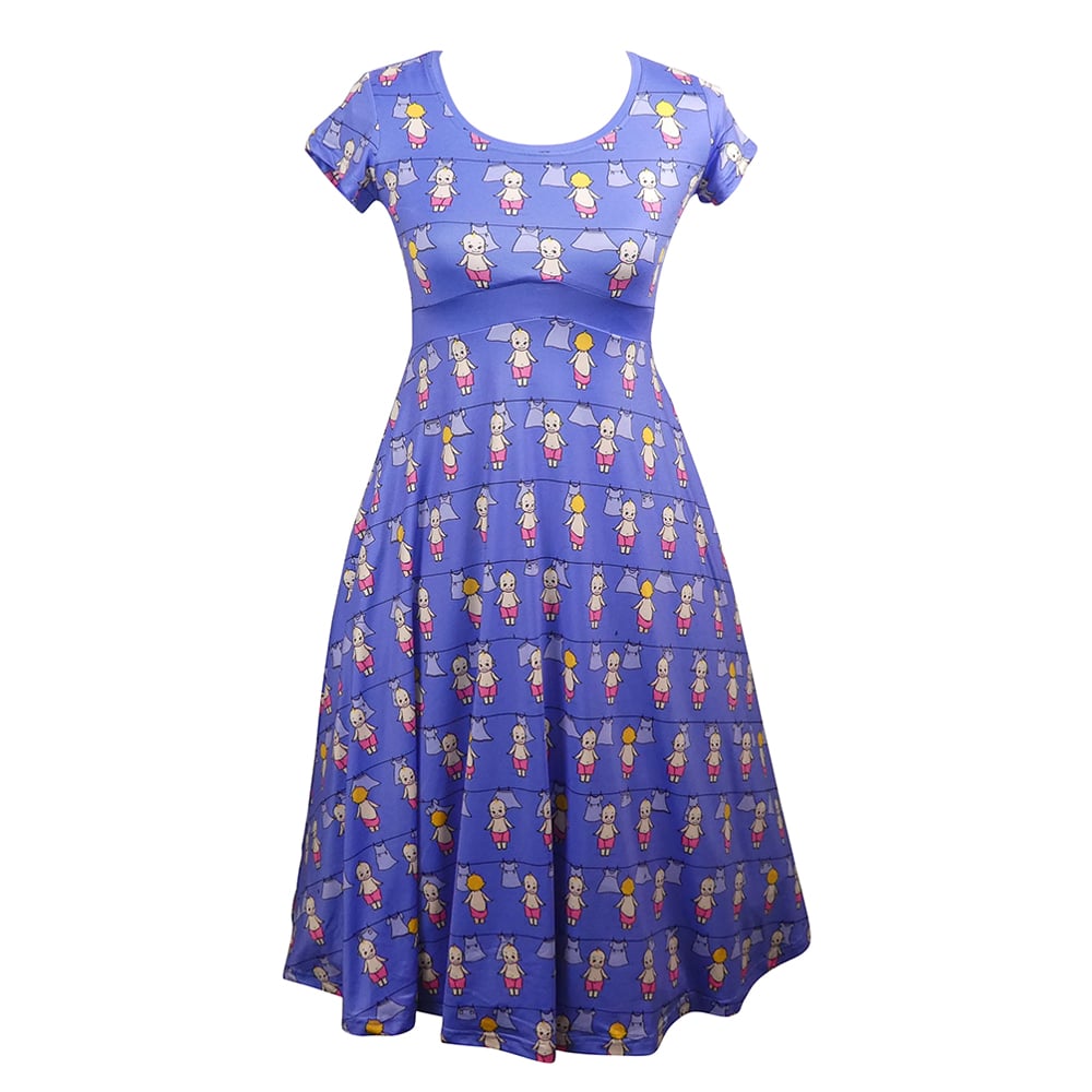 Washing Day Tea Dress by RainbowsAndFairies.com (Kewpie Dolls - Purple - Cute Dolls - Cupie - Rock & Roll - Dress With Pockets - Rockabilly - Vintage Inspired) - SKU: CL_TEADR_WASHD_ORG - Pic 01