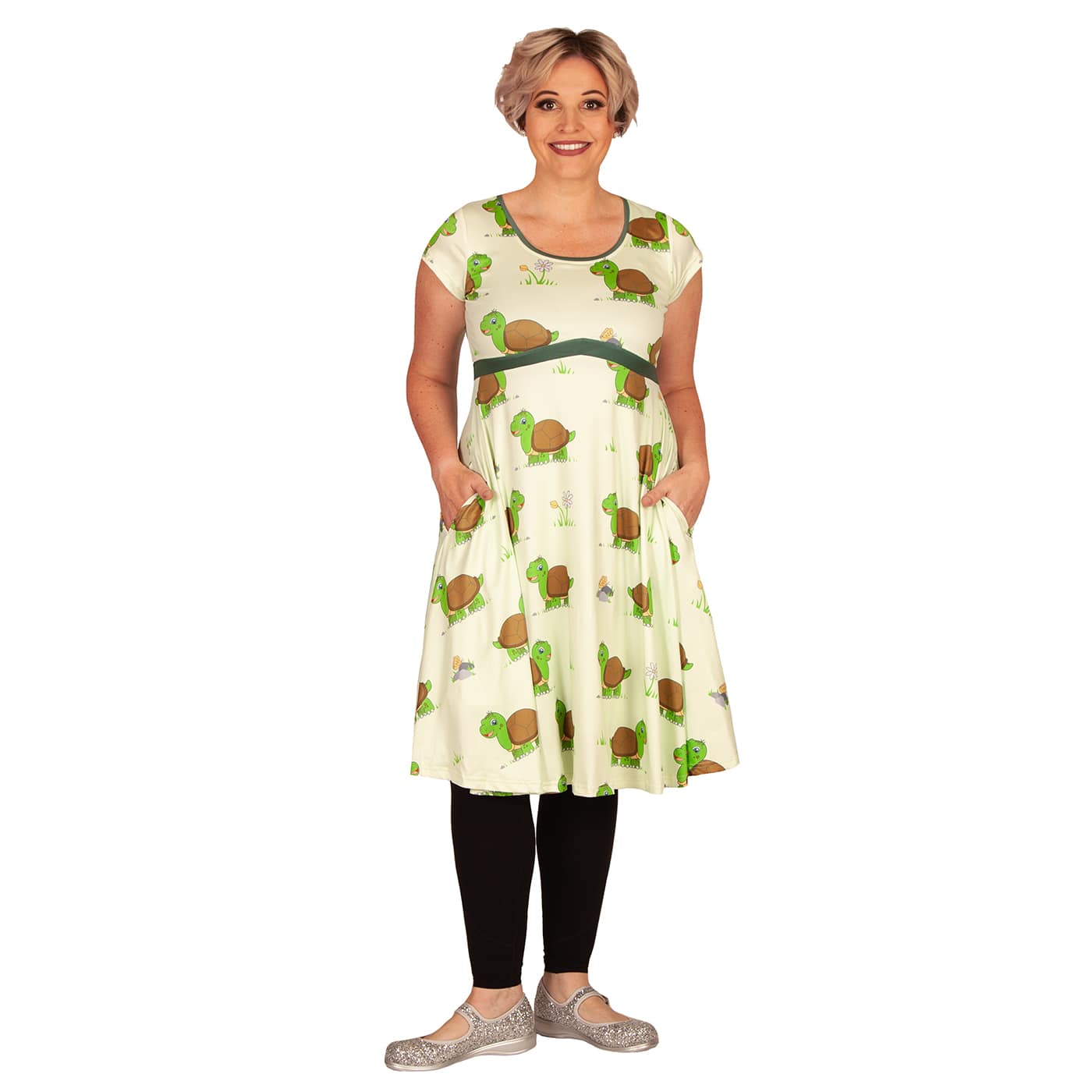 Wisdom Tea Dress by RainbowsAndFairies.com.au (Tortoise - Turtle - Animal Print - Dress With Pockets - Mod Retro - Vintage Inspired - Kitsch) - SKU: CL_TEADR_WISDO_ORG - Pic-02